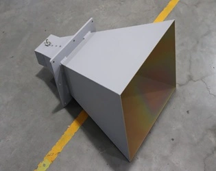 How can a wideband double-ridged horn antenna be used in wireless communication and testing for 5G and beyond?